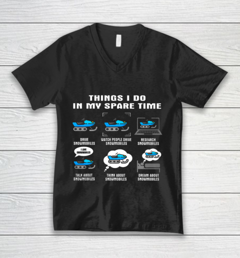 Things I Do In My Spare Time Snowmobile V-Neck T-Shirt