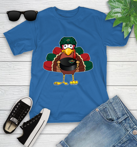 Minnesota Wild Turkey Thanksgiving Day Youth T-Shirt 9
