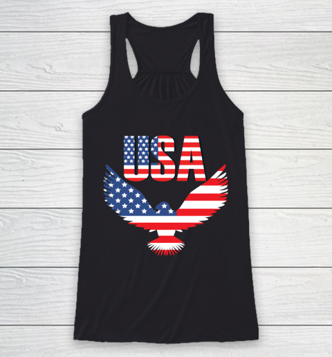 Independence Day 4th Of July USA Eagle Heart American Patriot Armed Forces Memorial Day Racerback Tank