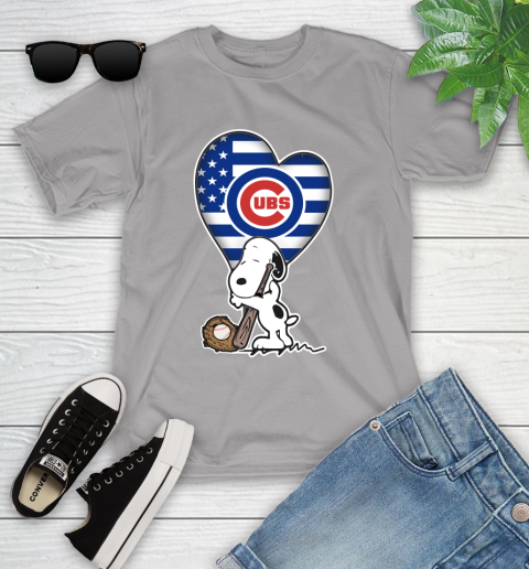 Chicago Cubs MLB Baseball The Peanuts Movie Adorable Snoopy Youth T-Shirt 4