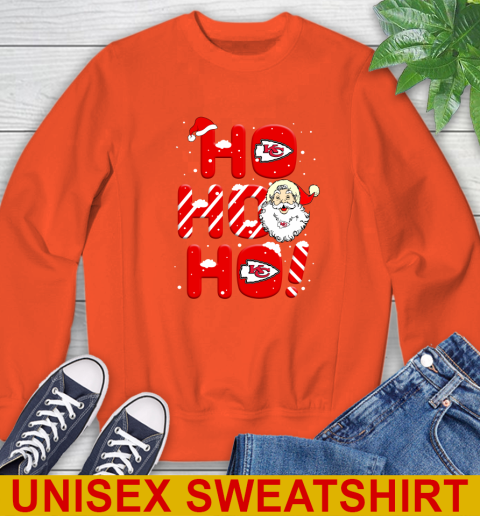 Kansas City Chiefs NFL Football Ho Ho Ho Santa Claus Merry Christmas Shirt Sweatshirt 3