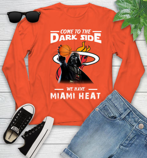 NBA Come To The Dark Side We Have Miami Heat Star Wars Darth Vader Basketball Youth Long Sleeve 3