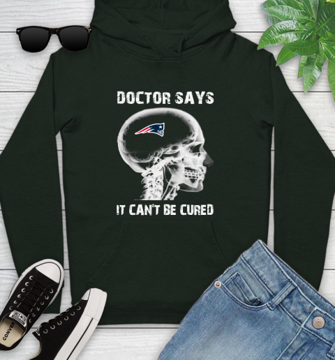 NFL New England Patriots Football Skull It Can't Be Cured Shirt Youth Hoodie 12