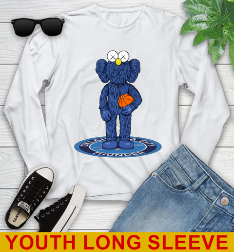 NBA Basketball Oklahoma City Thunder Kaws Bff Blue Figure Shirt Youth Long Sleeve