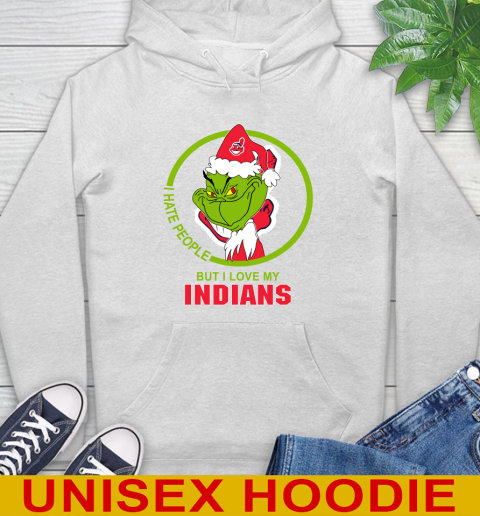 Cleveland Indians MLB Christmas Grinch I Hate People But I Love My Favorite Baseball Team Hoodie