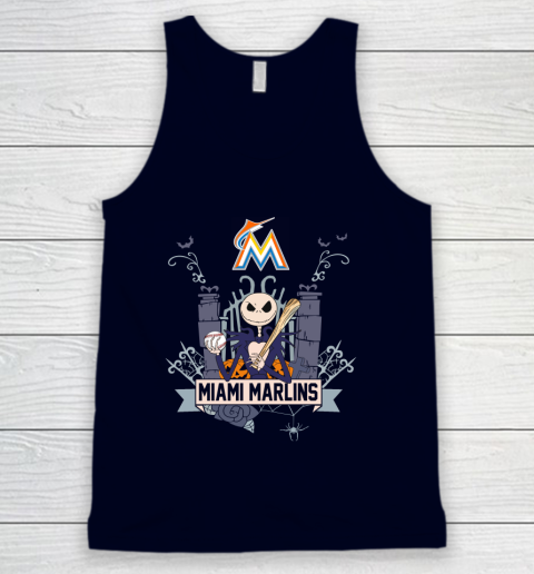 MLB Miami Marlins Baseball Jack Skellington Halloween Tank Top 2