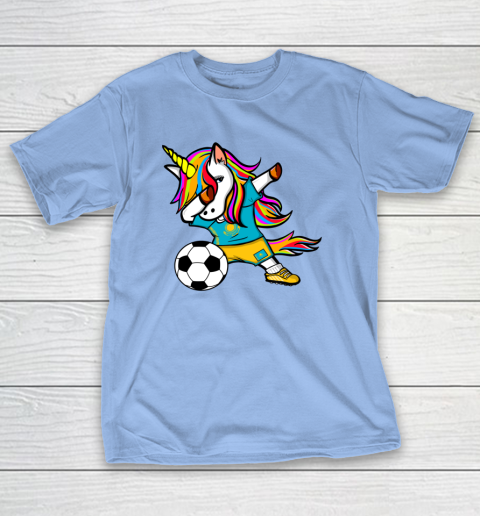 Dabbing Unicorn Kazakhstan Football Kazakhstani Flag Soccer T-Shirt 11