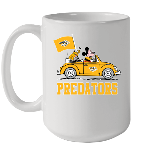 NHL Hockey Nashville Predators Pluto Mickey Driving Disney Shirt Ceramic Mug 15oz