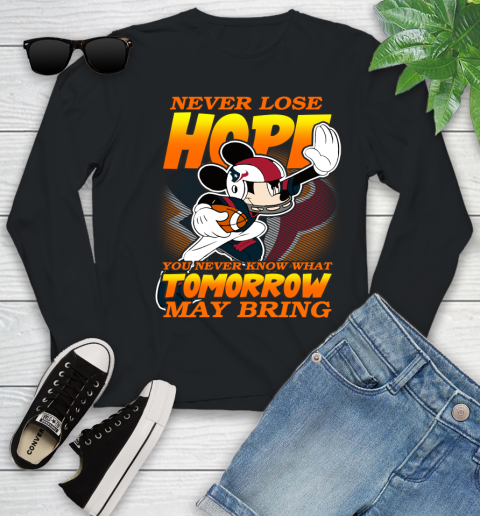 Houston Texans NFL Football Mickey Disney Never Lose Hope Youth Long Sleeve