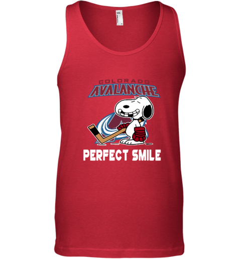 jztx colorado avalanche snoopy perfect smile the peanuts unisex tank 17 front red