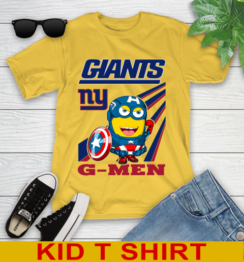 NFL Football New York Giants Captain America Marvel Avengers Minion Shirt Youth T-Shirt 9