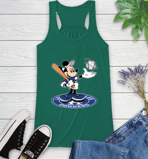 MLB Baseball Los Angeles Dodgers Cheerful Mickey Disney Shirt Racerback Tank 7