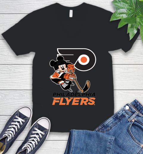 NHL Philadelphia Flyers Mickey Mouse Disney Hockey T Shirt V-Neck T-Shirt 2