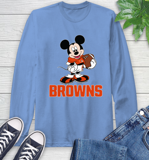 NFL Football Cleveland Browns Cheerful Mickey Mouse Shirt Long Sleeve T-Shirt 12