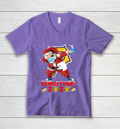 Pittsburgh Pirates Funny Santa Claus Dabbing Christmas 2020 MLB V-Neck T-Shirt 8
