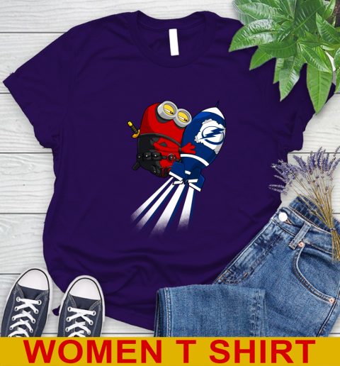 NHL Hockey Tampa Bay Lightning Deadpool Minion Marvel Shirt Women's T-Shirt 4