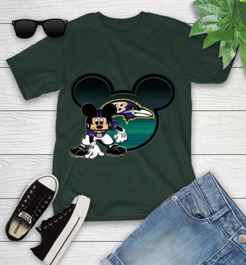 NFL Baltimore Ravens Mickey Mouse Disney Football T Shirt Youth T-Shirt 17