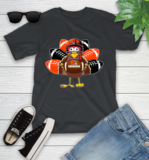 Cleveland Browns Turkey Thanksgiving Day Youth T-Shirt 2