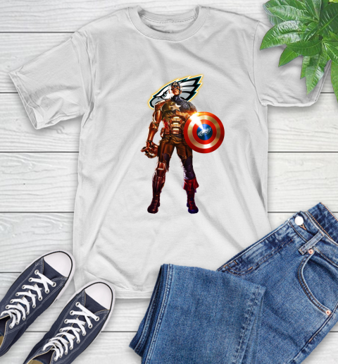 NFL Captain America Marvel Avengers Endgame Football Sports Philadelphia Eagles T-Shirt