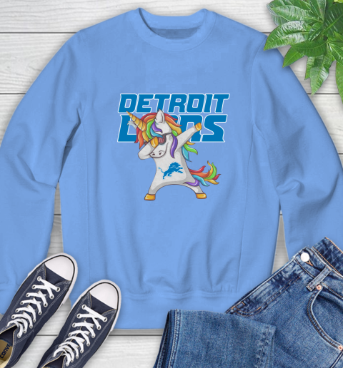 Detroit Lions NFL Football Funny Unicorn Dabbing Sports Sweatshirt 11