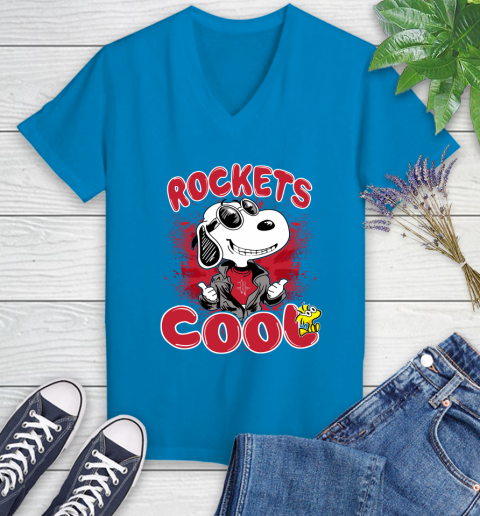 NBA Basketball Houston Rockets Cool Snoopy Shirt Women's V-Neck T-Shirt 5