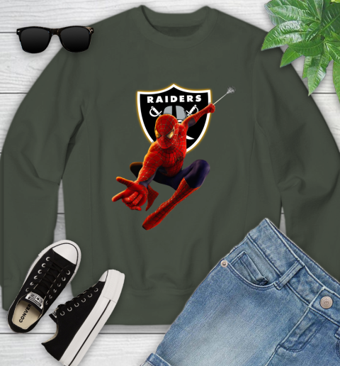 NFL Spider Man Avengers Endgame Football Oakland Raiders Youth Sweatshirt 10