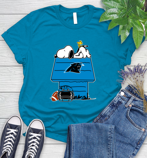 Carolina Panthers NFL Football Snoopy Woodstock The Peanuts Movie Women's T-Shirt 7