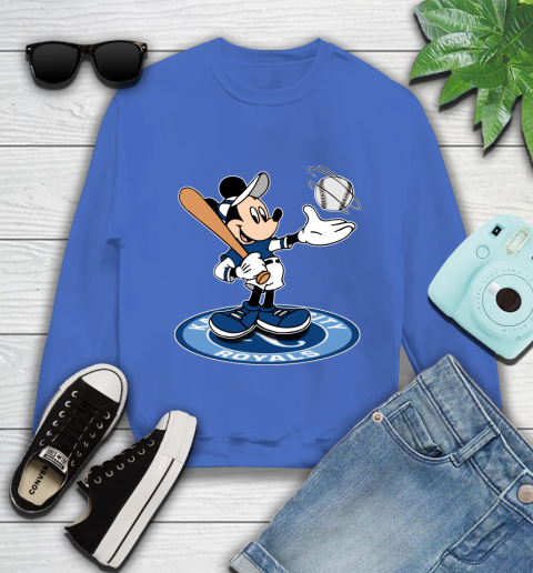 MLB Baseball Kansas City Royals Cheerful Mickey Disney Shirt Youth Sweatshirt 7