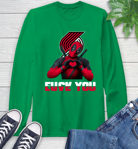 NBA Portland Trail Blazers Deadpool Love You Fuck You Basketball Sports Long Sleeve T-Shirt 8