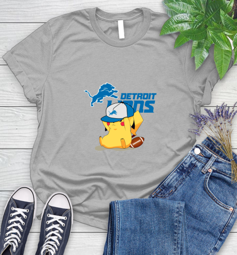 NFL Pikachu Football Sports Detroit Lions Women's T-Shirt 5