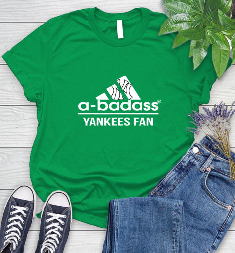 MLB A Badass New York Yankees Fan Adidas Baseball Sports Women's T-Shirt 9
