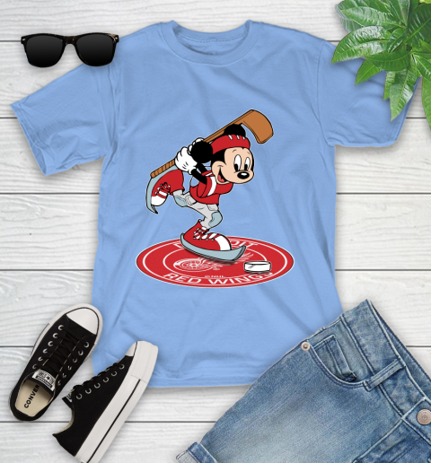 NHL Hockey Detroit Red Wings Cheerful Mickey Disney Shirt Youth T-Shirt 11