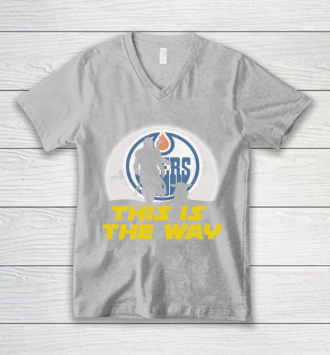 Edmonton Oilers NHL Ice Hockey Star Wars Yoda And Mandalorian This Is The Way V-Neck T-Shirt 3