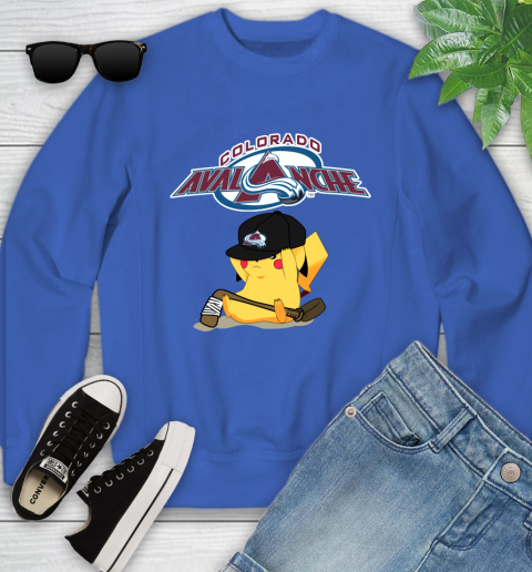 NHL Pikachu Hockey Sports Colorado Avalanche Youth Sweatshirt 8