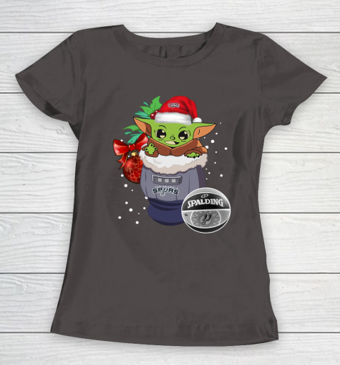 San Antonio Spurs Christmas Baby Yoda Star Wars Funny Happy NBA Women's T-Shirt 8