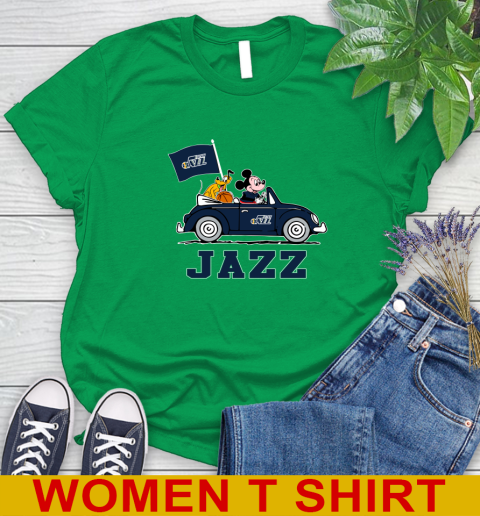 NBA Basketball Utah Jazz Pluto Mickey Driving Disney Shirt Women's T-Shirt 6
