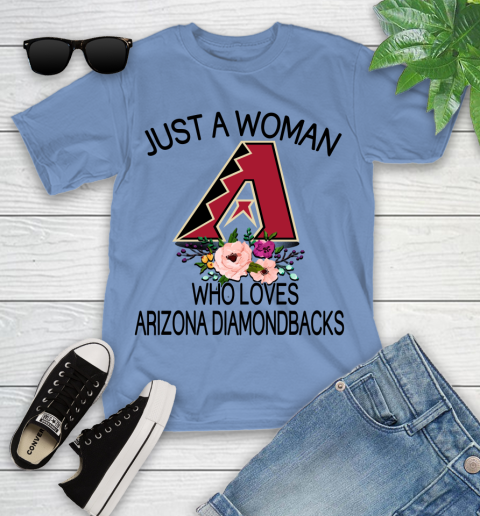 MLB Just A Woman Who Loves Arizona Diamondbacks Baseball Sports Youth T-Shirt 9