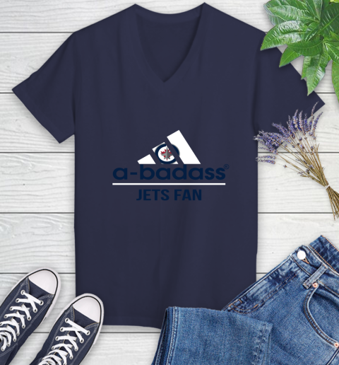 NHL A Badass Winnipeg Jets Fan Adidas Hockey Sports Women's V-Neck T-Shirt 12