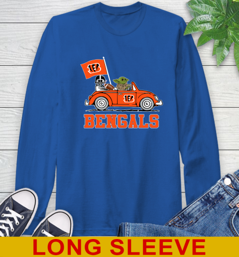 NFL Football Cincinnati Bengals Darth Vader Baby Yoda Driving Star Wars Shirt Long Sleeve T-Shirt 9