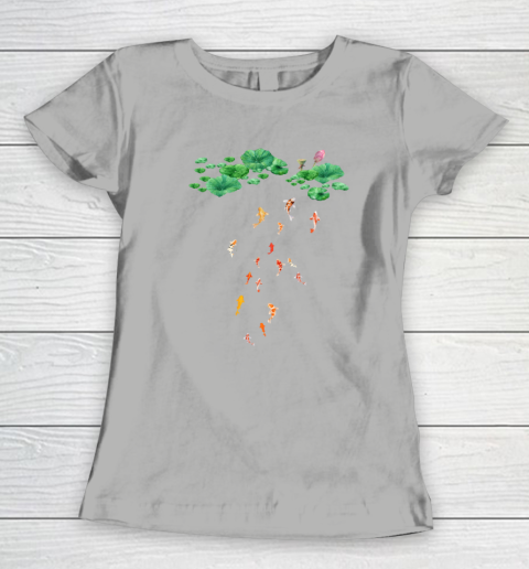 Watercolor Japanese Koi Fish Goldfish Lily Pad Lotus Leaf Beauty Women's T-Shirt 8