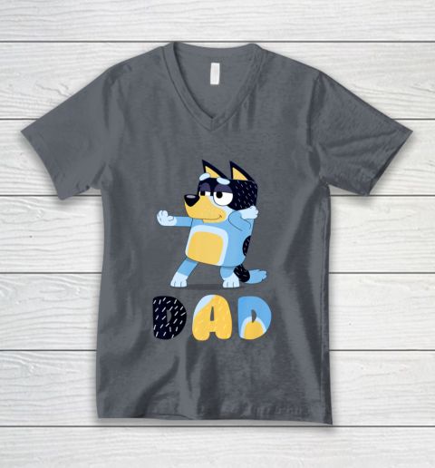 Bluey Dad for Daddy's on Father's Day Bandit Funny Gift V-Neck T-Shirt 4
