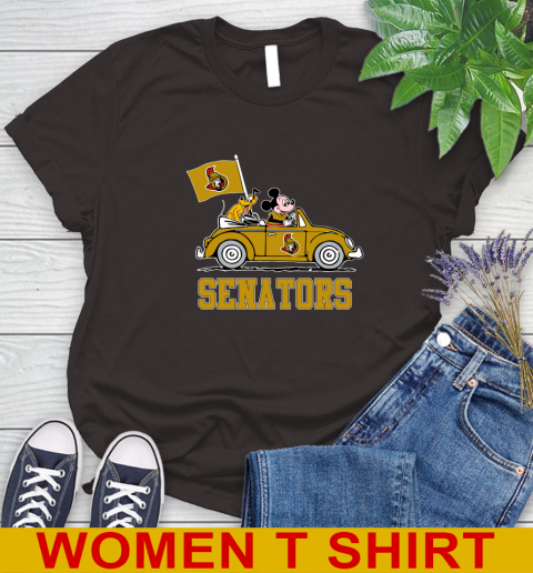 NHL Hockey Ottawa Senators Pluto Mickey Driving Disney Shirt Women's T-Shirt 8