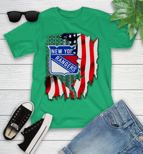 New York Rangers NHL Hockey American Flag Youth T-Shirt 8