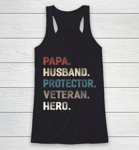 Grandpa Funny Gift Apparel  Papa Husband Protector Veteran Hero Grandpa Racerback Tank