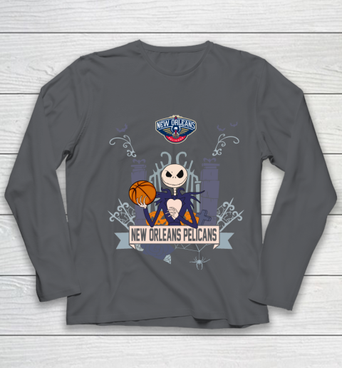 NBA New Orleans Pelicans Basketball Jack Skellington Halloween Youth Long Sleeve 6