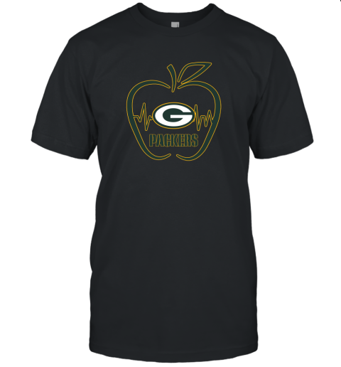 Apple Heartbeat Teacher Symbol Green Bay Packers Unisex Jersey Tee
