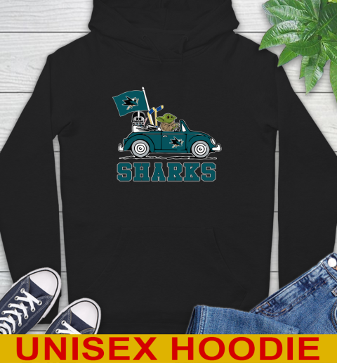 NHL Hockey San Jose Sharks Darth Vader Baby Yoda Driving Star Wars Shirt Hoodie 2