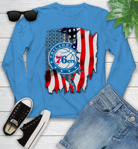Philadelphia 76ers NBA Basketball American Flag Youth Long Sleeve 8