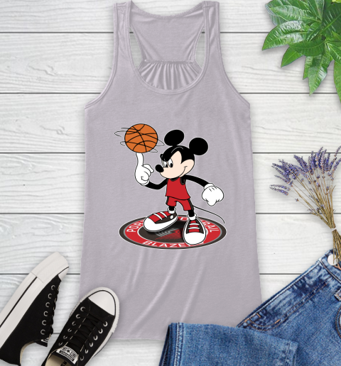 NBA Basketball Portland Trail Blazers Cheerful Mickey Disney Shirt Racerback Tank 5
