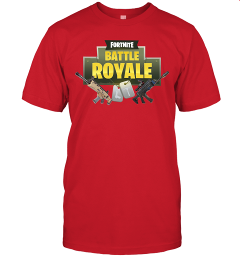 0wsk fortnite battle royale logo with assault rifle shirts jersey t shirt 60 front red